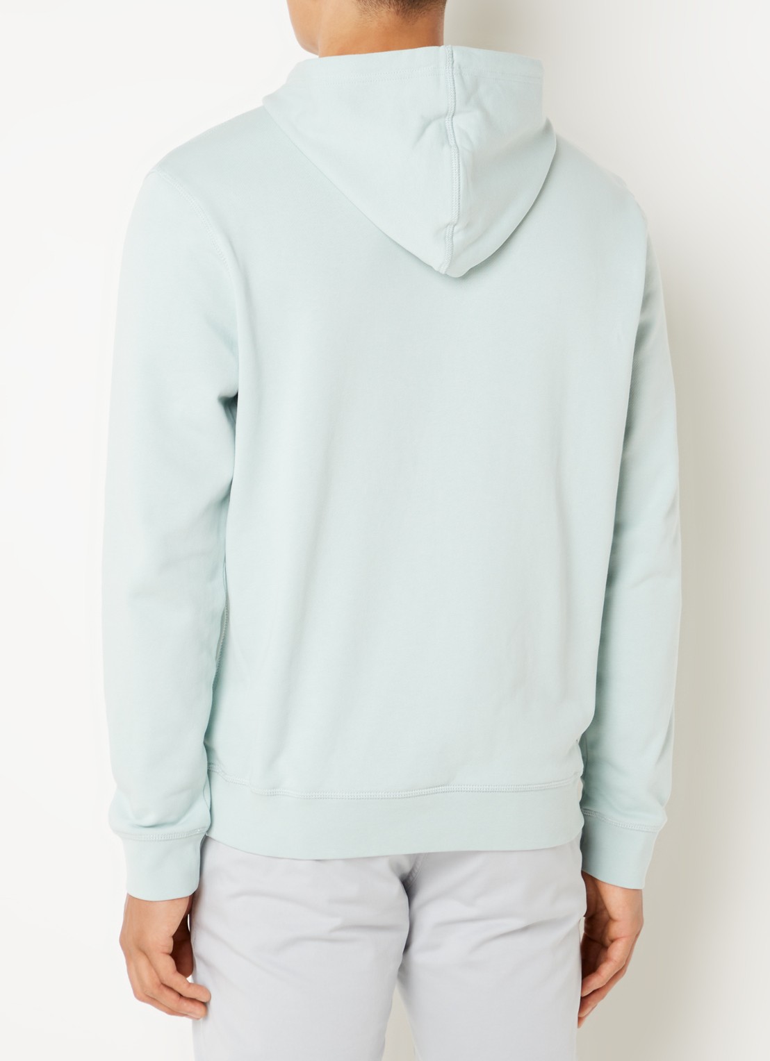 BOSS Hoodie van katoenen sweatstof met logopatch - achterkant mint
