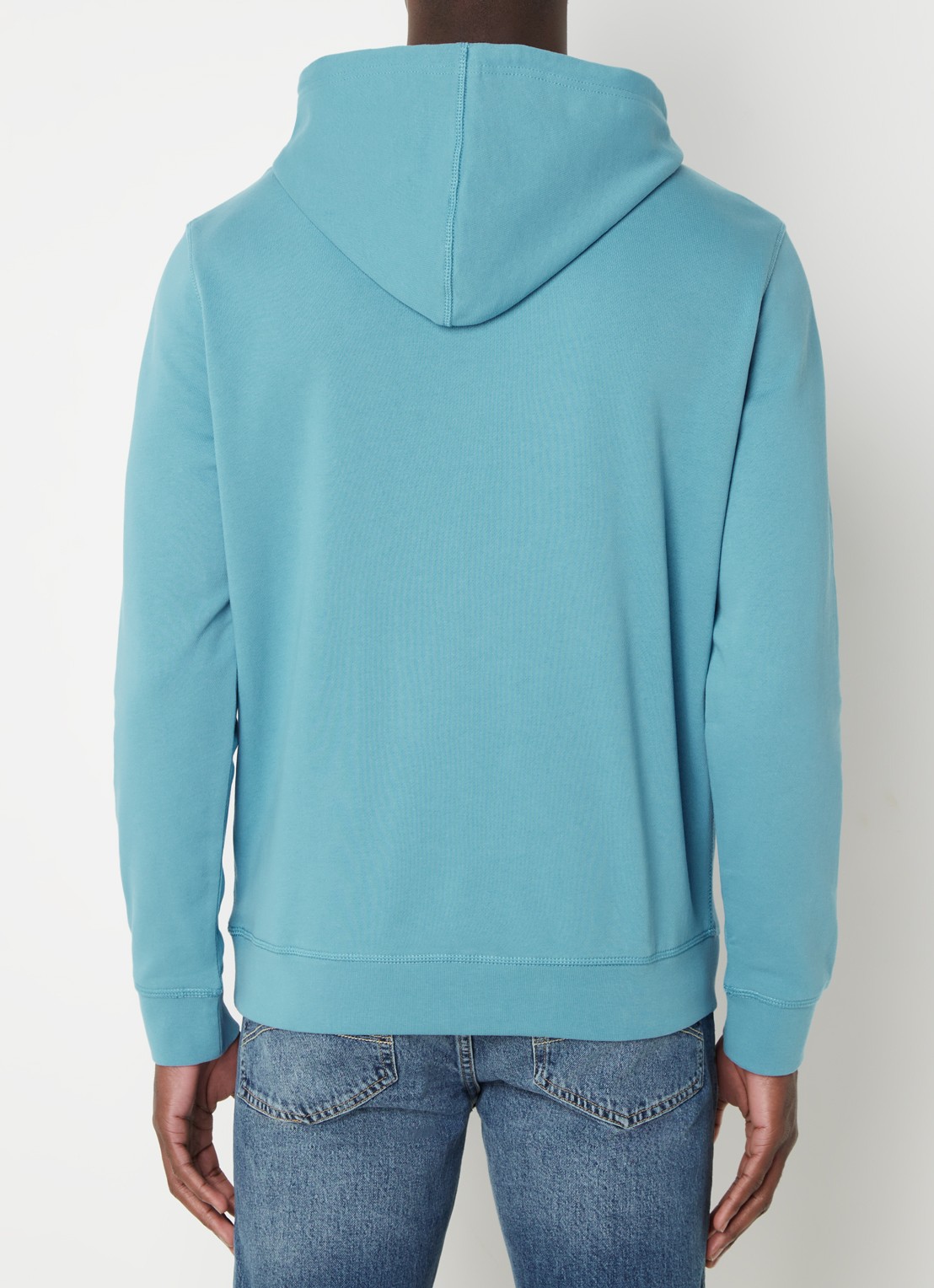BOSS Hoodie van katoenen sweatstof met logopatch - achterkant blauwgrijs