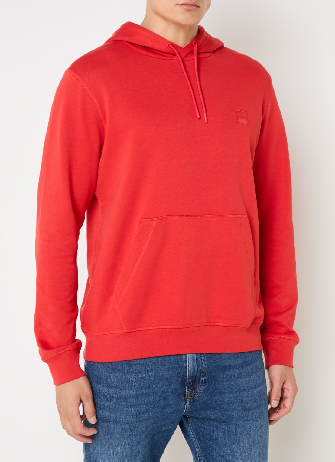 BOSS Hoodie van katoenen sweatstof met logopatch - detail 2 rood