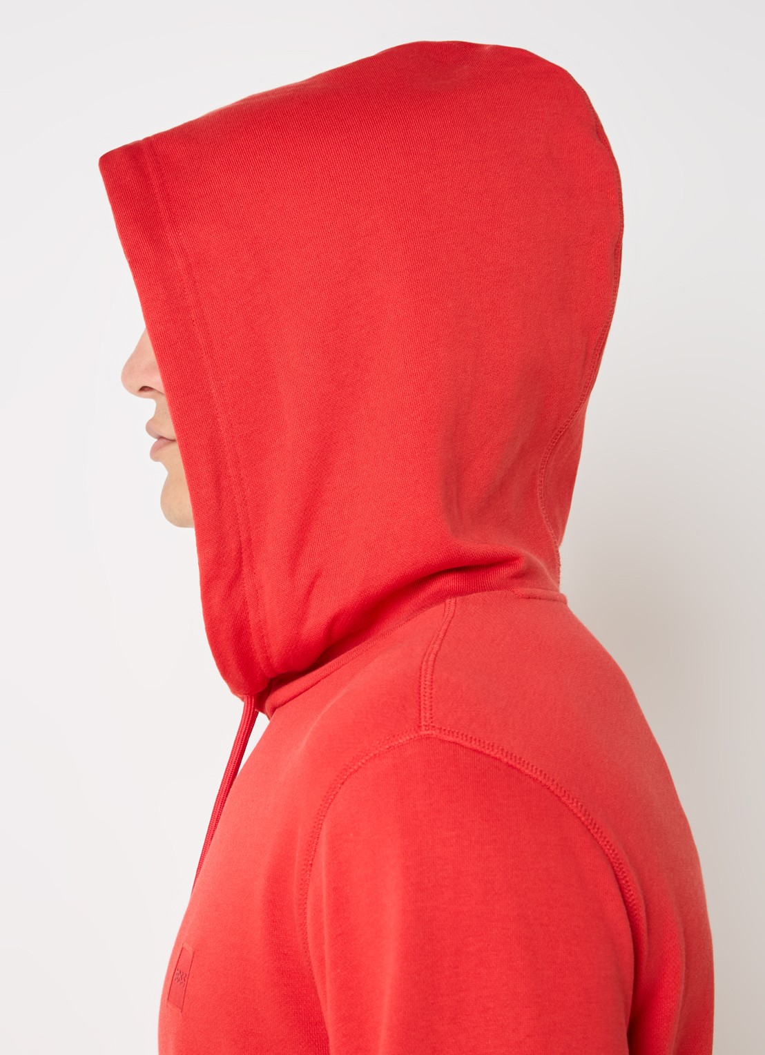 BOSS Hoodie van katoenen sweatstof met logopatch - detail 3 rood
