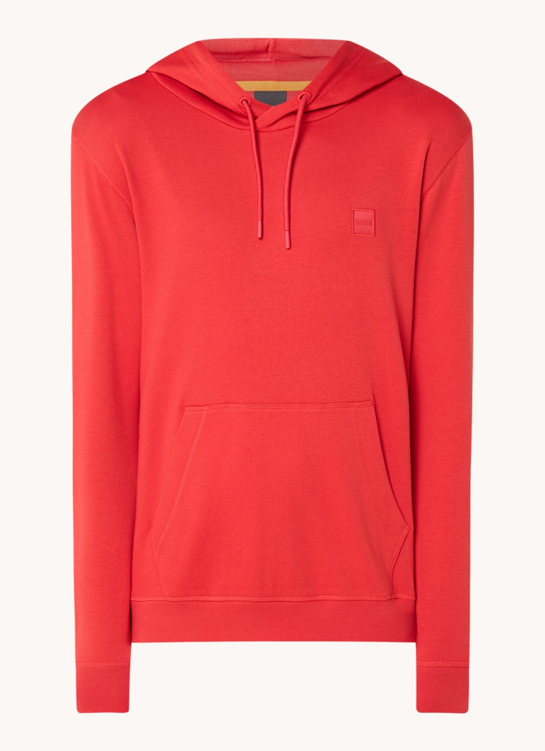 BOSS Hoodie van katoenen sweatstof met logopatch - voorkant 4 rood