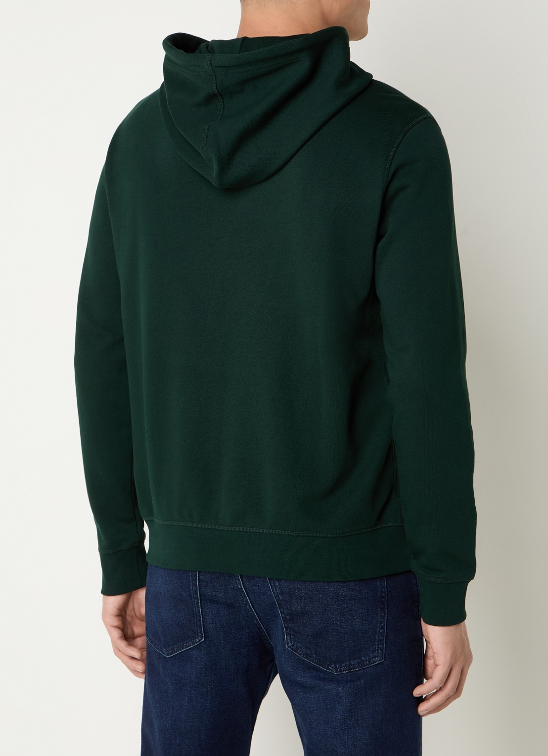 BOSS Hoodie van katoenen sweatstof met logopatch - achterkant 3 donkergroen