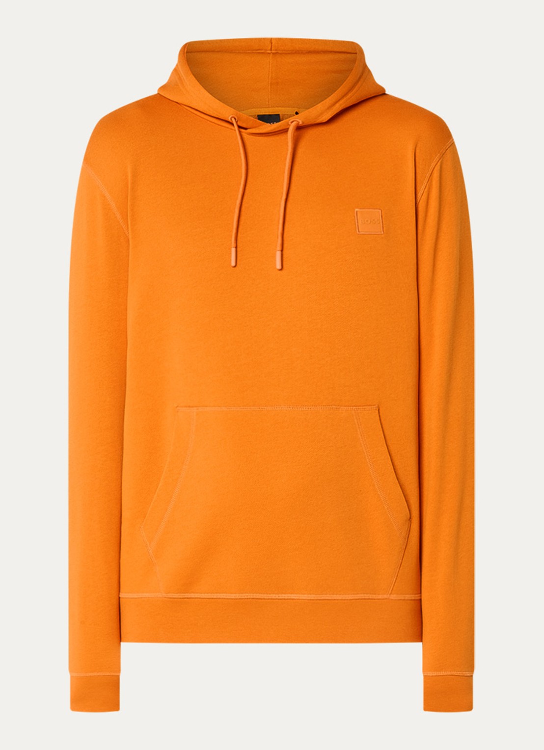 BOSS Hoodie van katoenen sweatstof met logopatch - voorkant 4 oranje