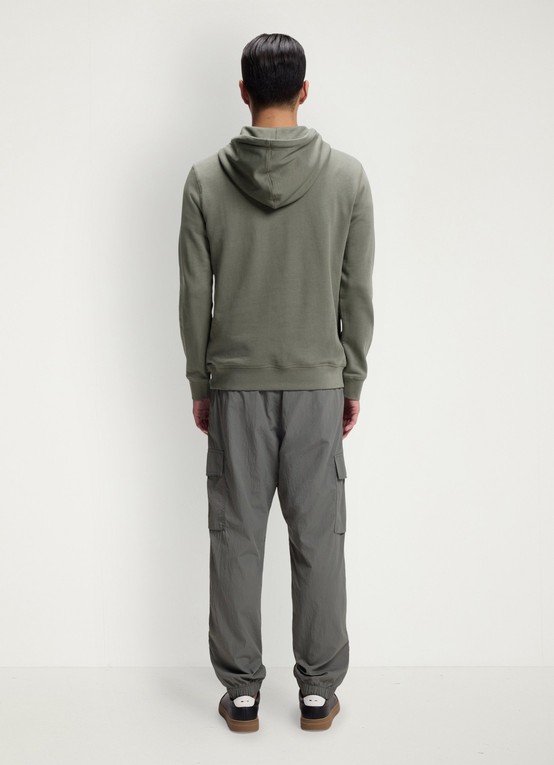 BOSS Hoodie van katoenen sweatstof met logopatch - achterkant 3 open grey 076 / grijs
