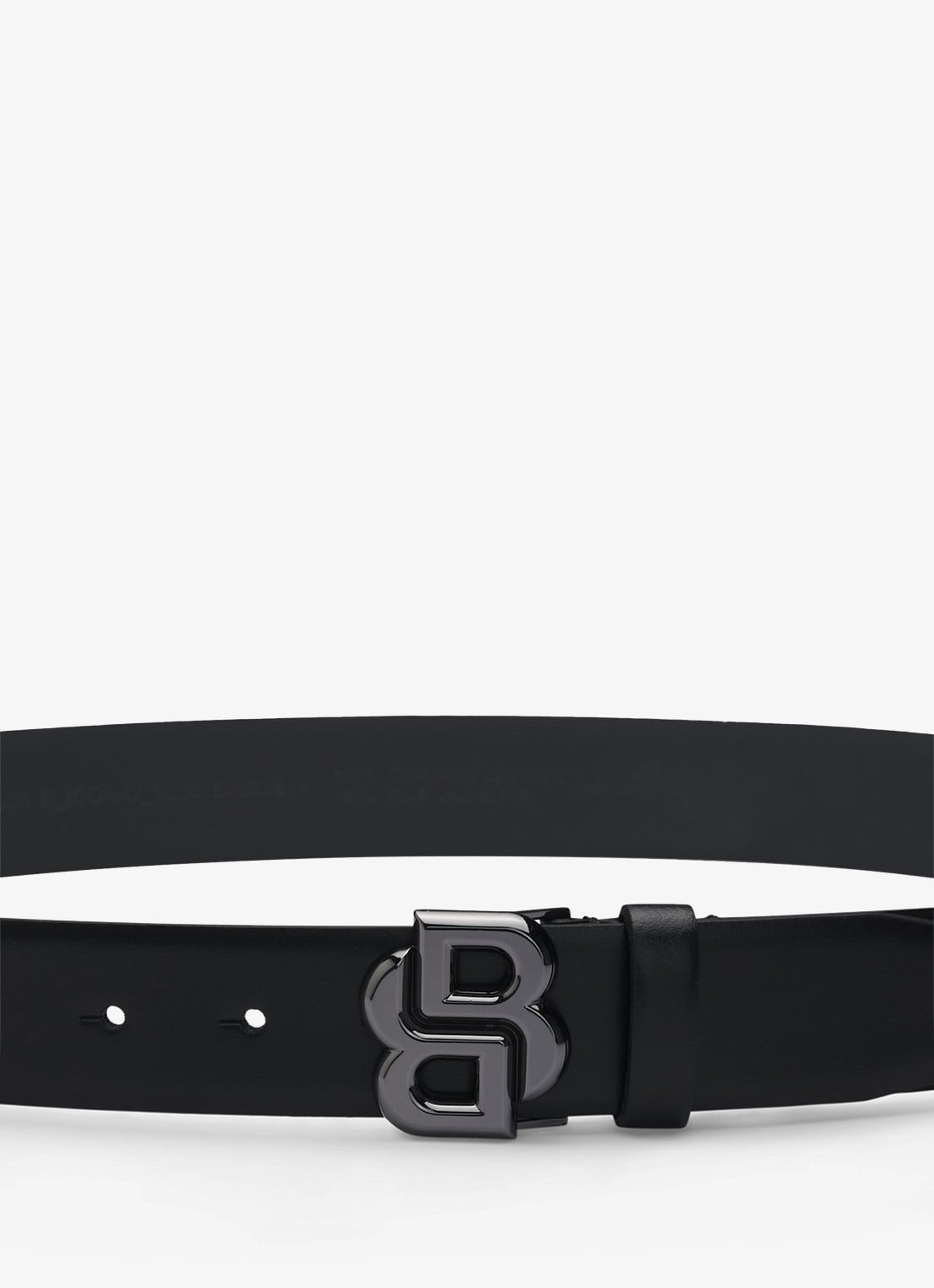 BOSS Icon riem van leer met logo - achterkant zwart