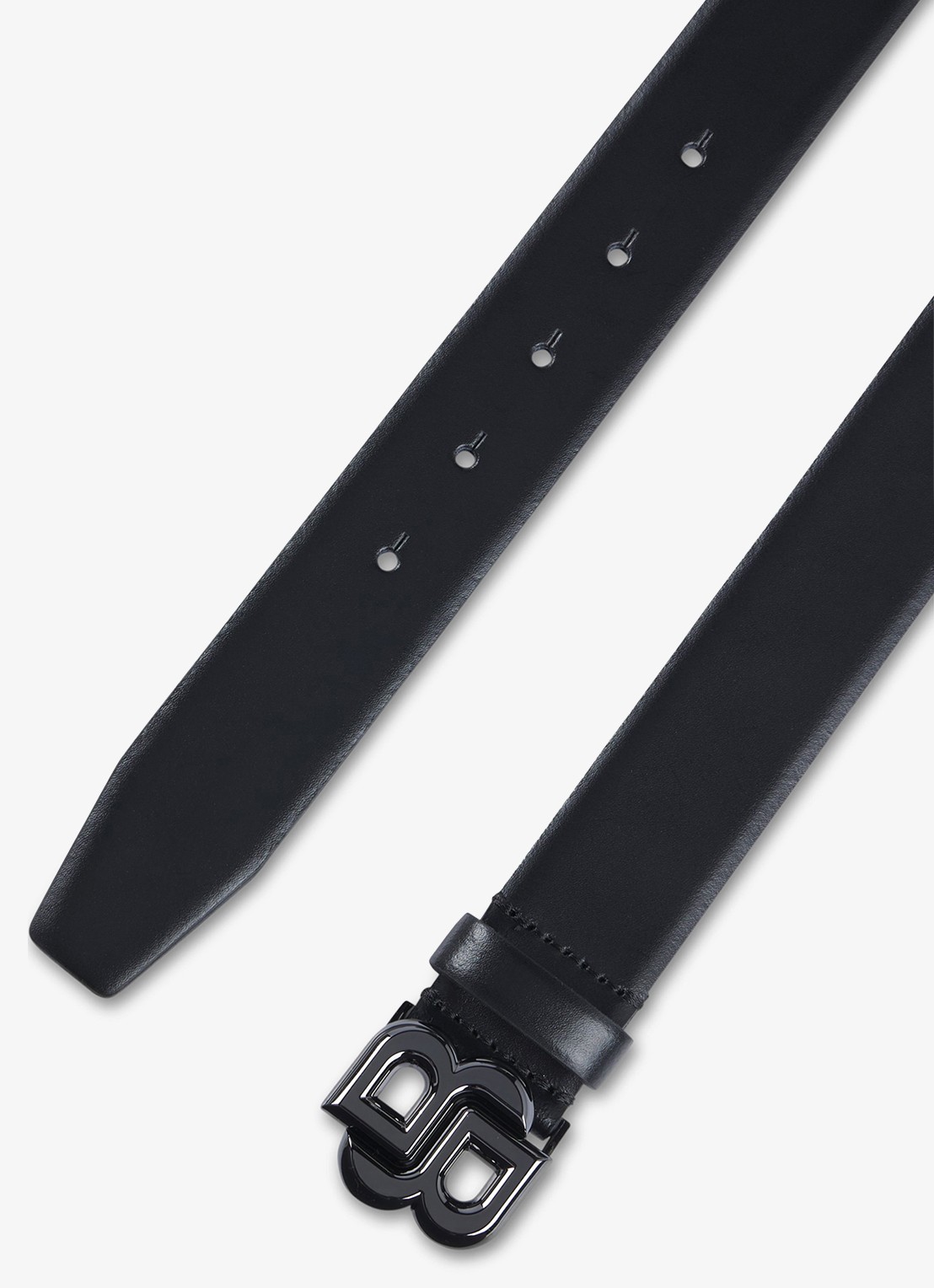 BOSS Icon riem van leer met logo - detail 5 zwart