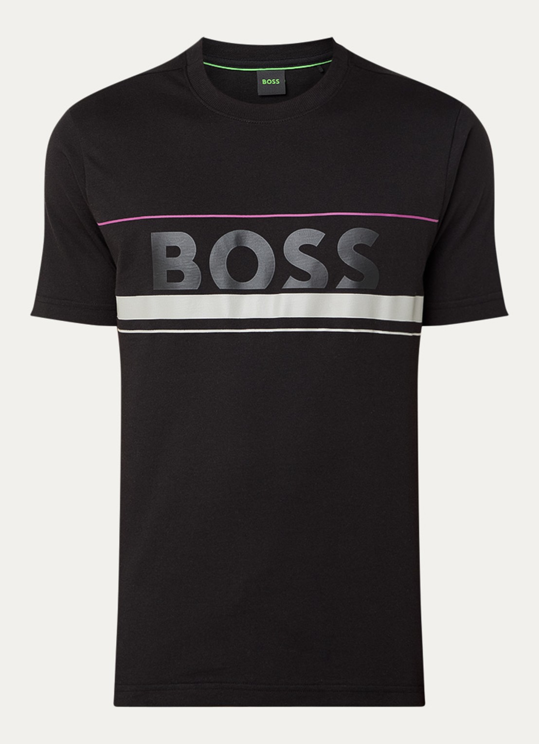 BOSS Iconic Zone T-shirt met logoprint - voorkant 2 zwart