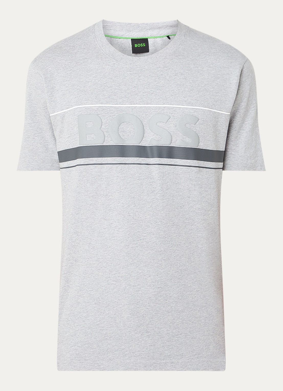 BOSS Iconic Zone T-shirt met logoprint - voorkant 3 grijsmele