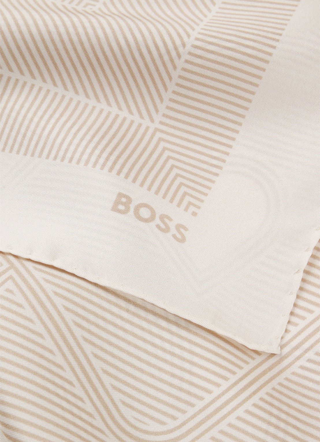 BOSS In Italië vervaardigde sjaal van zijden twill met print - detail light beige-278 / beige