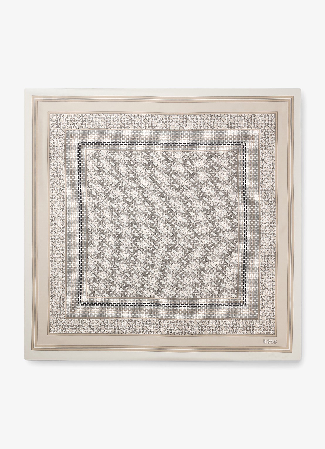 BOSS In Italië vervaardigde sjaal van zijden twill met print - voorkant 3 light beige-279 / beige