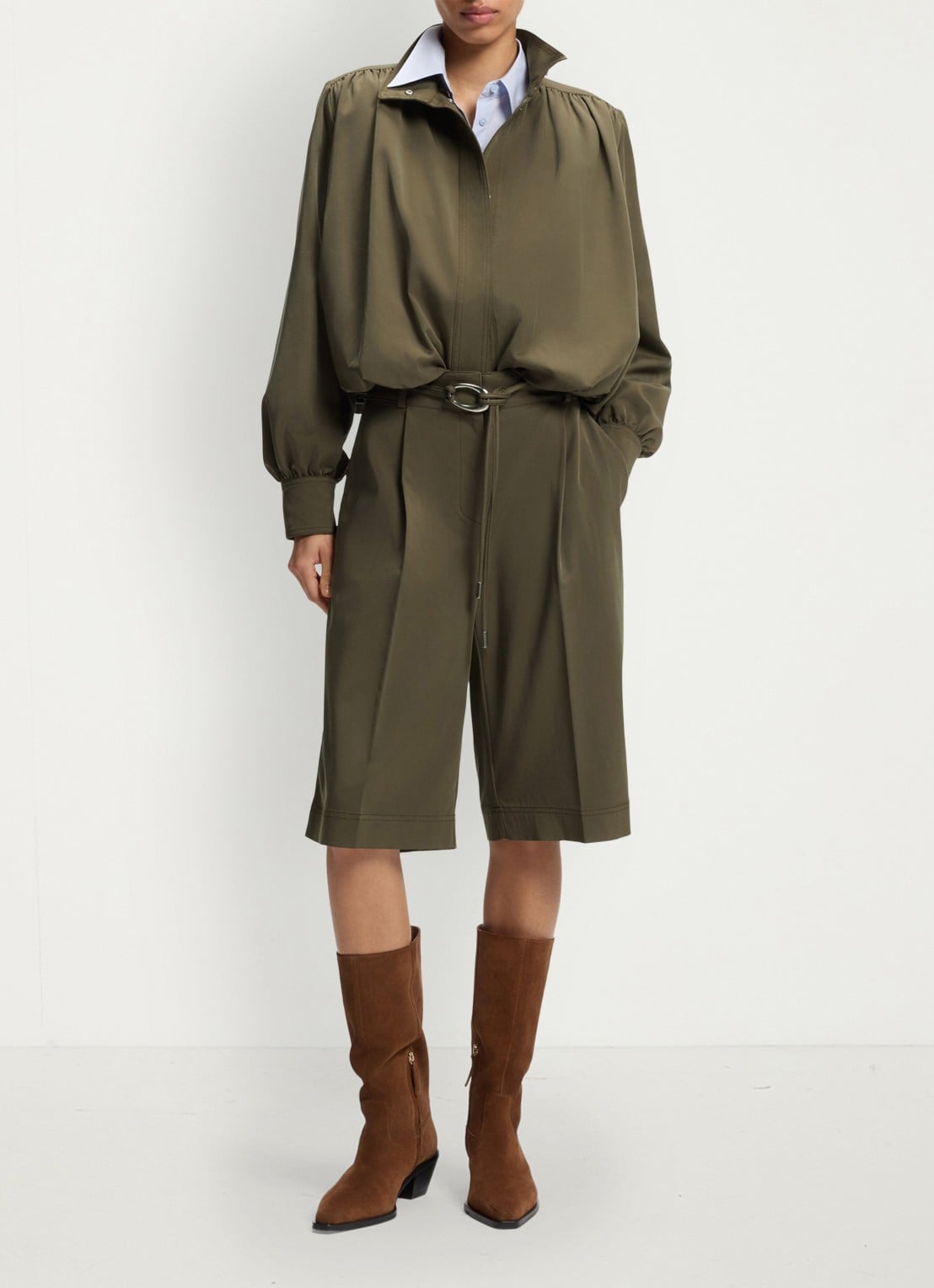 BOSS Jack met geplooid detail - voorkant 5 khaki