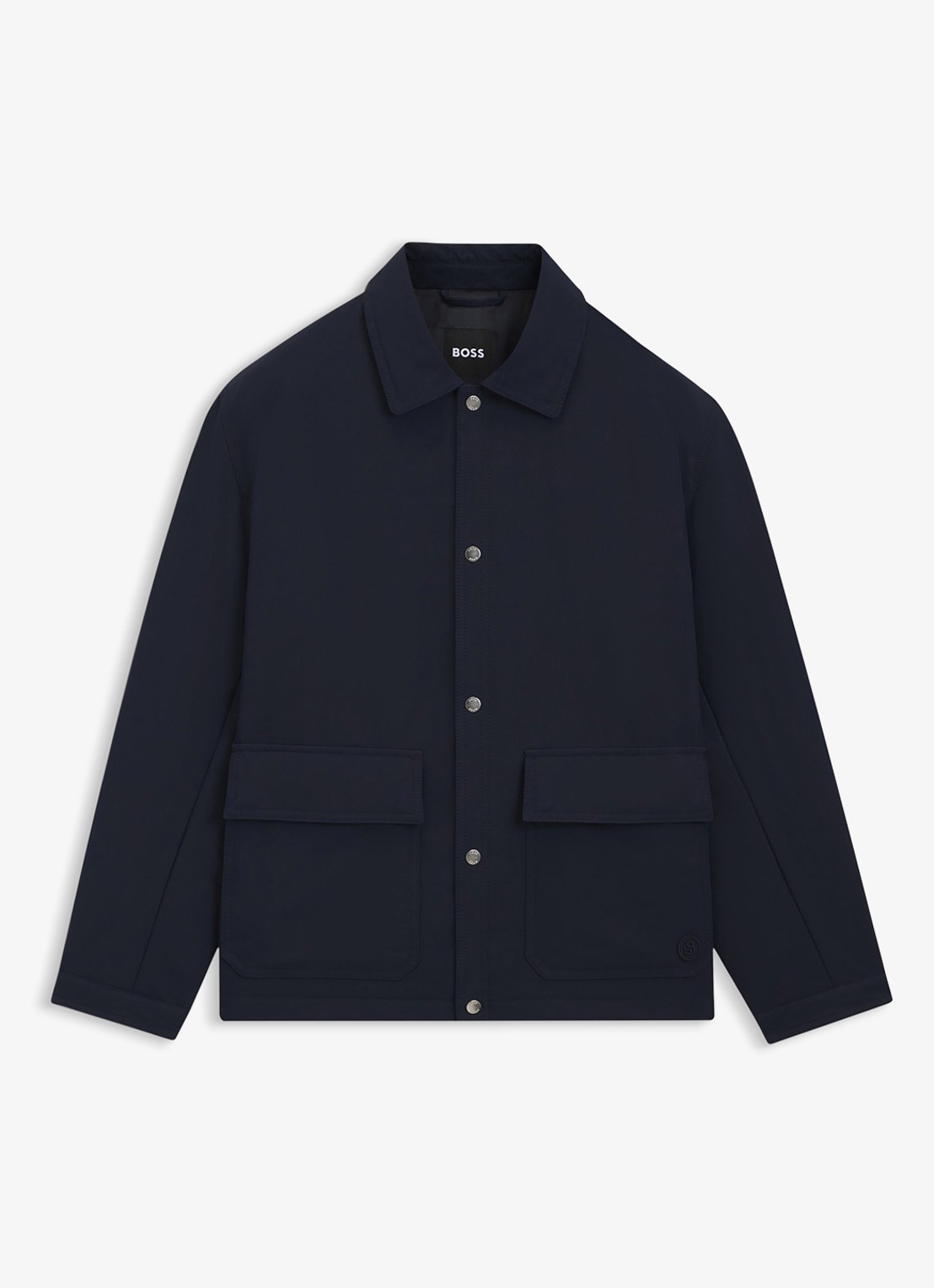 BOSS Jack met klepzakken en kraag - voorkant donkerblauw