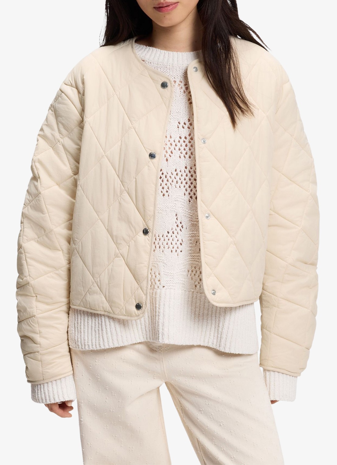 BOSS Jack met quilt patroon - detail 4 beige