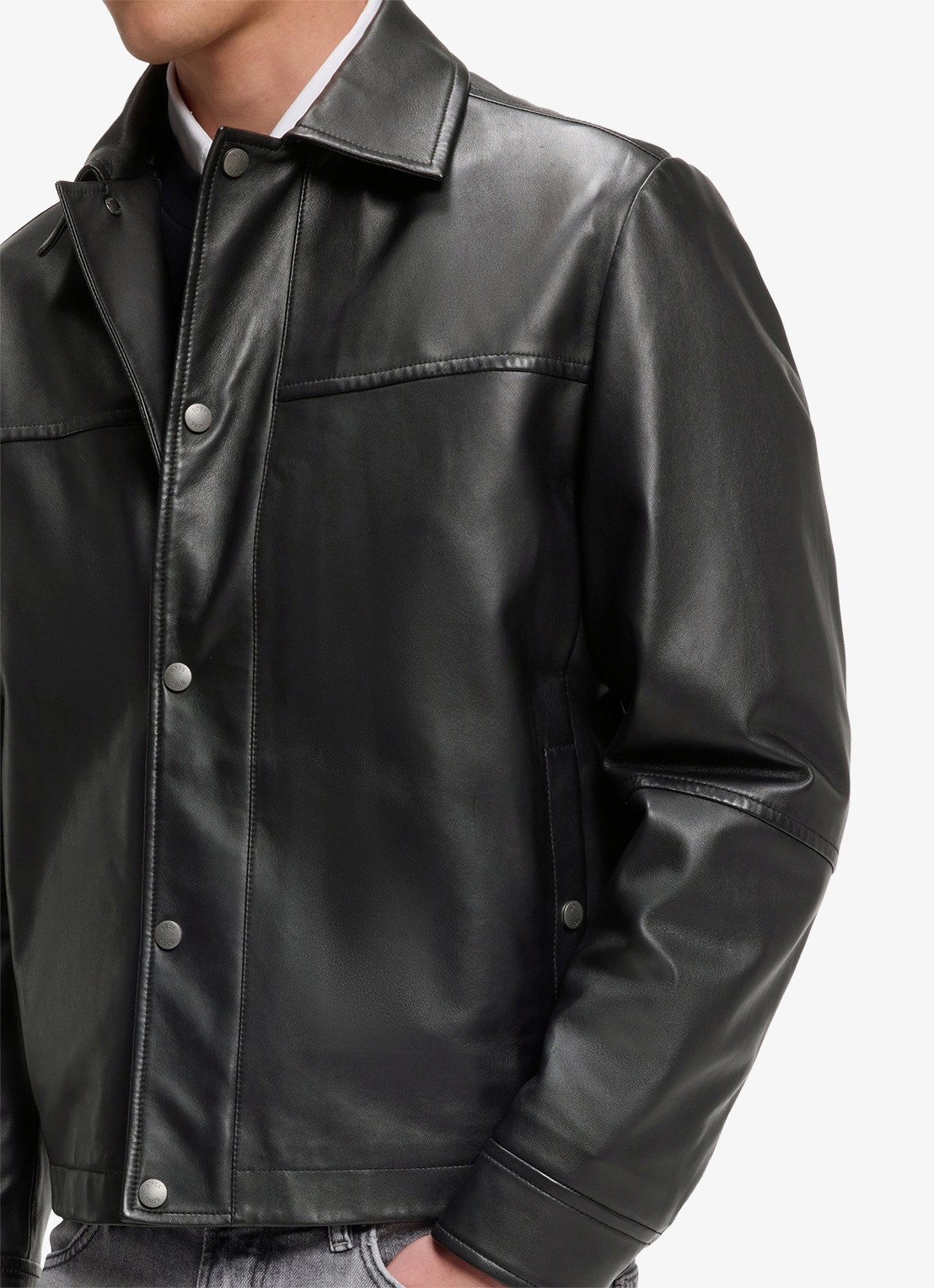 BOSS Jack van leer - detail 6 zwart