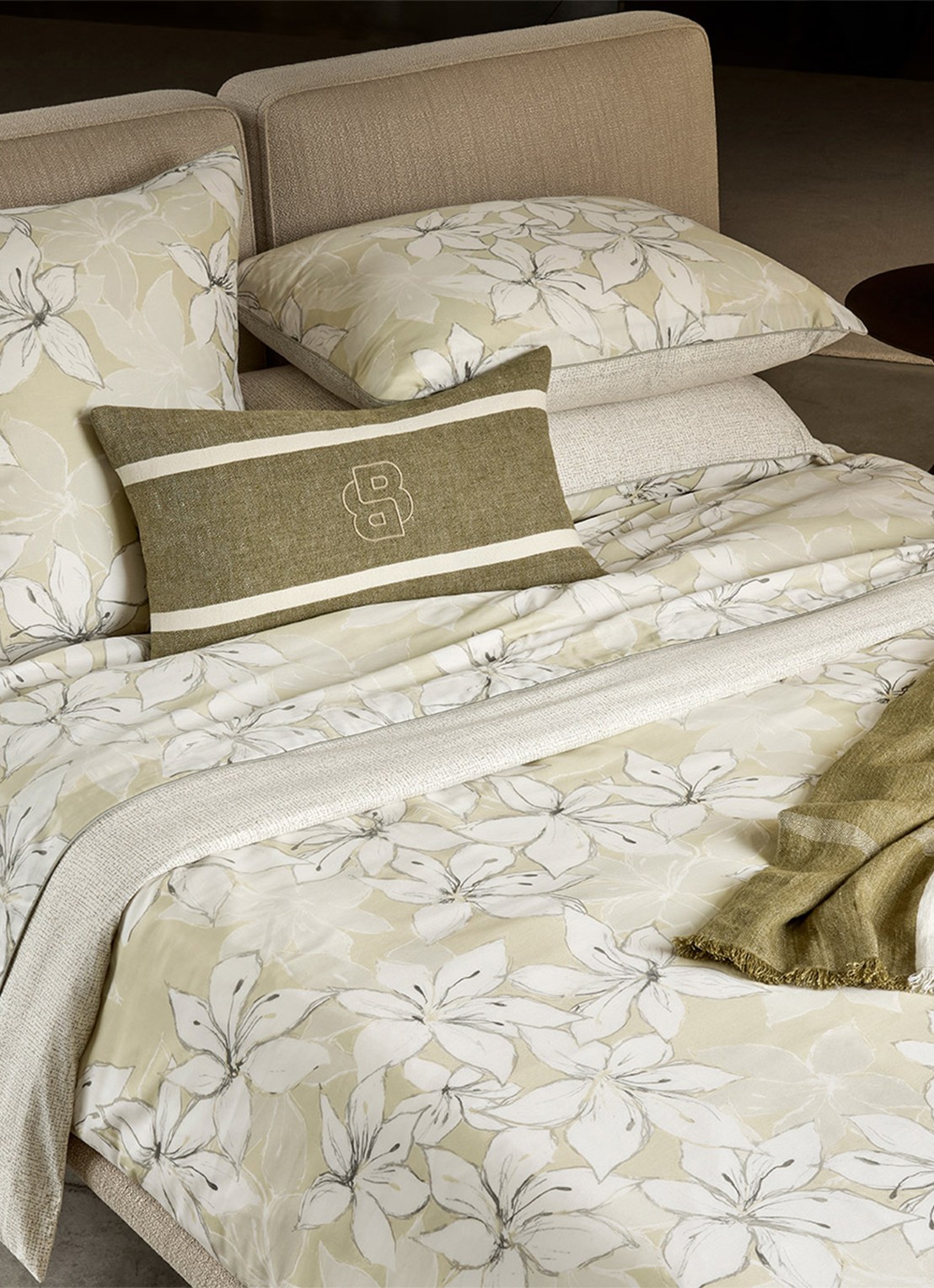 BOSS Jadeite laken van katoen - detail creme