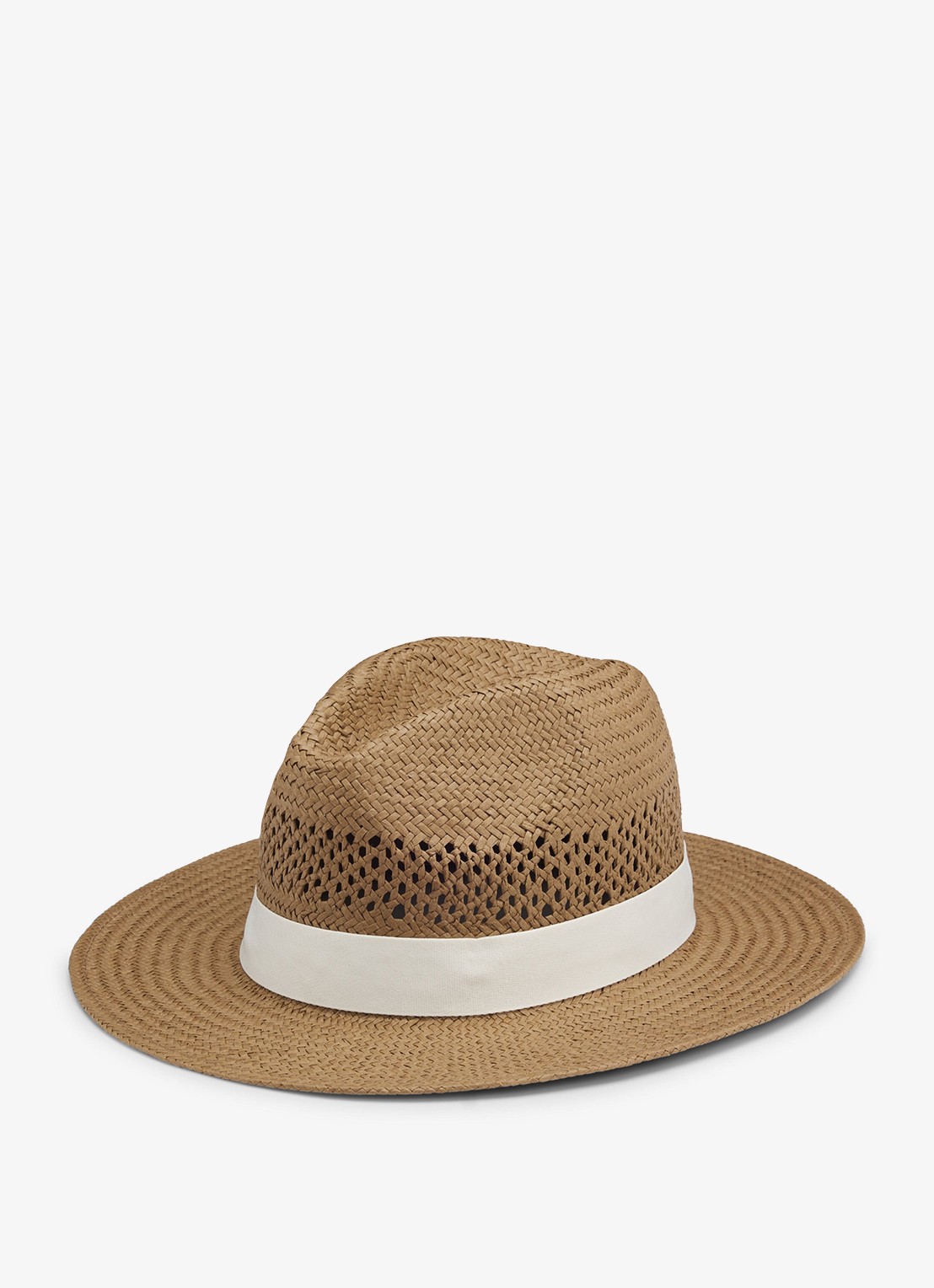 BOSS Jelena-B-Icon hoed met gevlochten detail - achterkant dark brown-206 / bruin