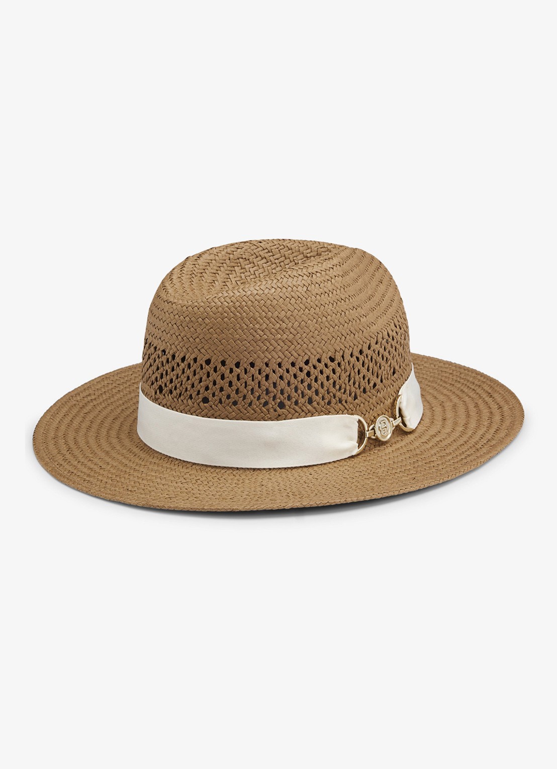 BOSS Jelena-B-Icon hoed met gevlochten detail - detail 3 dark brown-206 / bruin