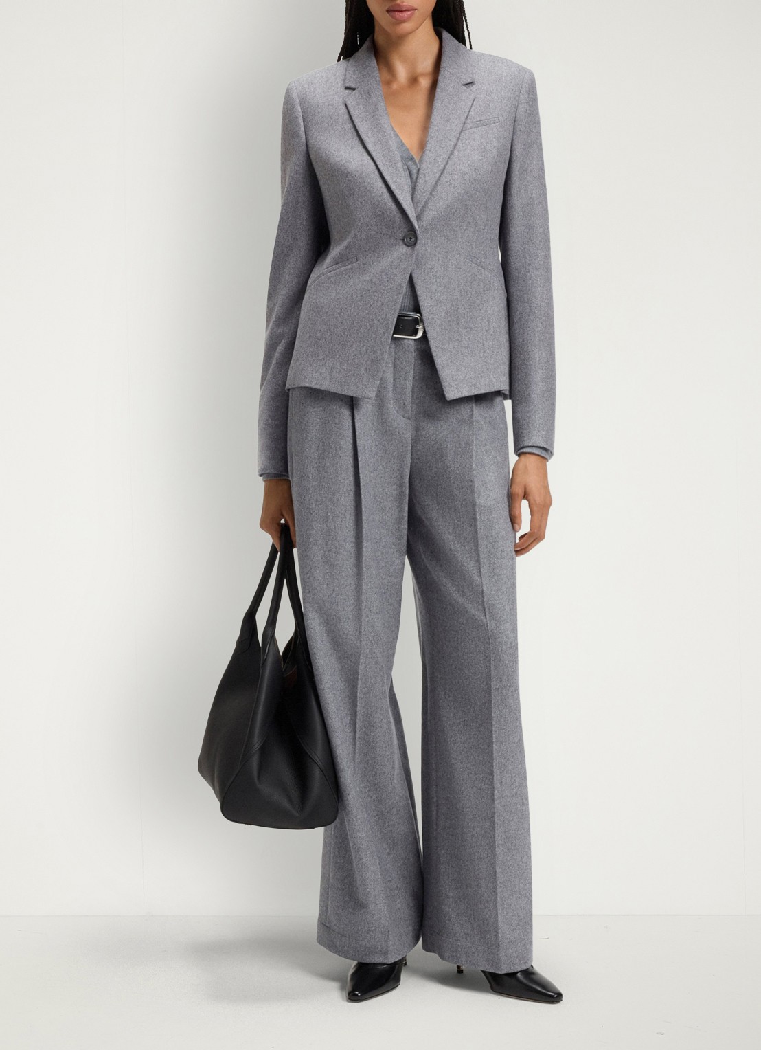 BOSS Jia blazer met paspelzakken - voorkant 3 light/pastel grey-058 / grijs
