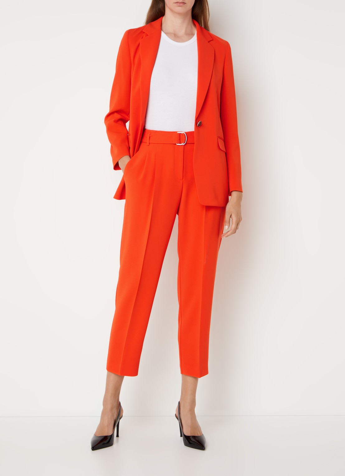 BOSS Jocaluah blazer met klepzakken  - voorkant 4 oranjerood