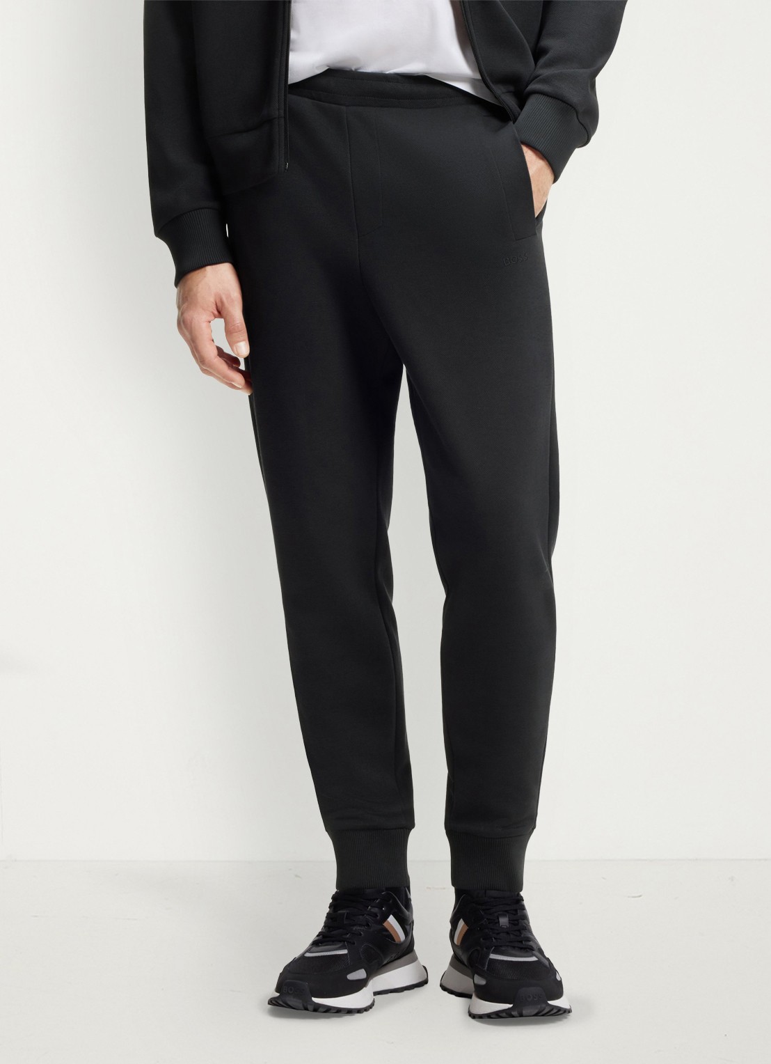BOSS Joggingbroek met logo - detail blauw