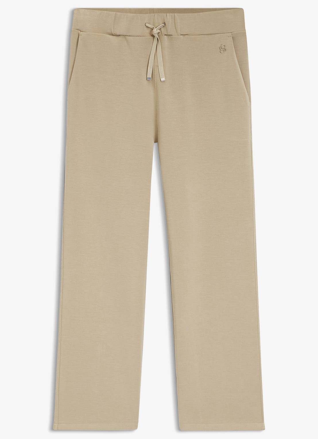 BOSS Joggingbroek met logoborduring - voorkant 2 beige