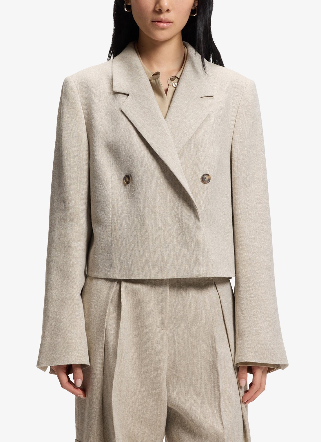 BOSS Jojeka blazer in linnenblend - detail 3 beige