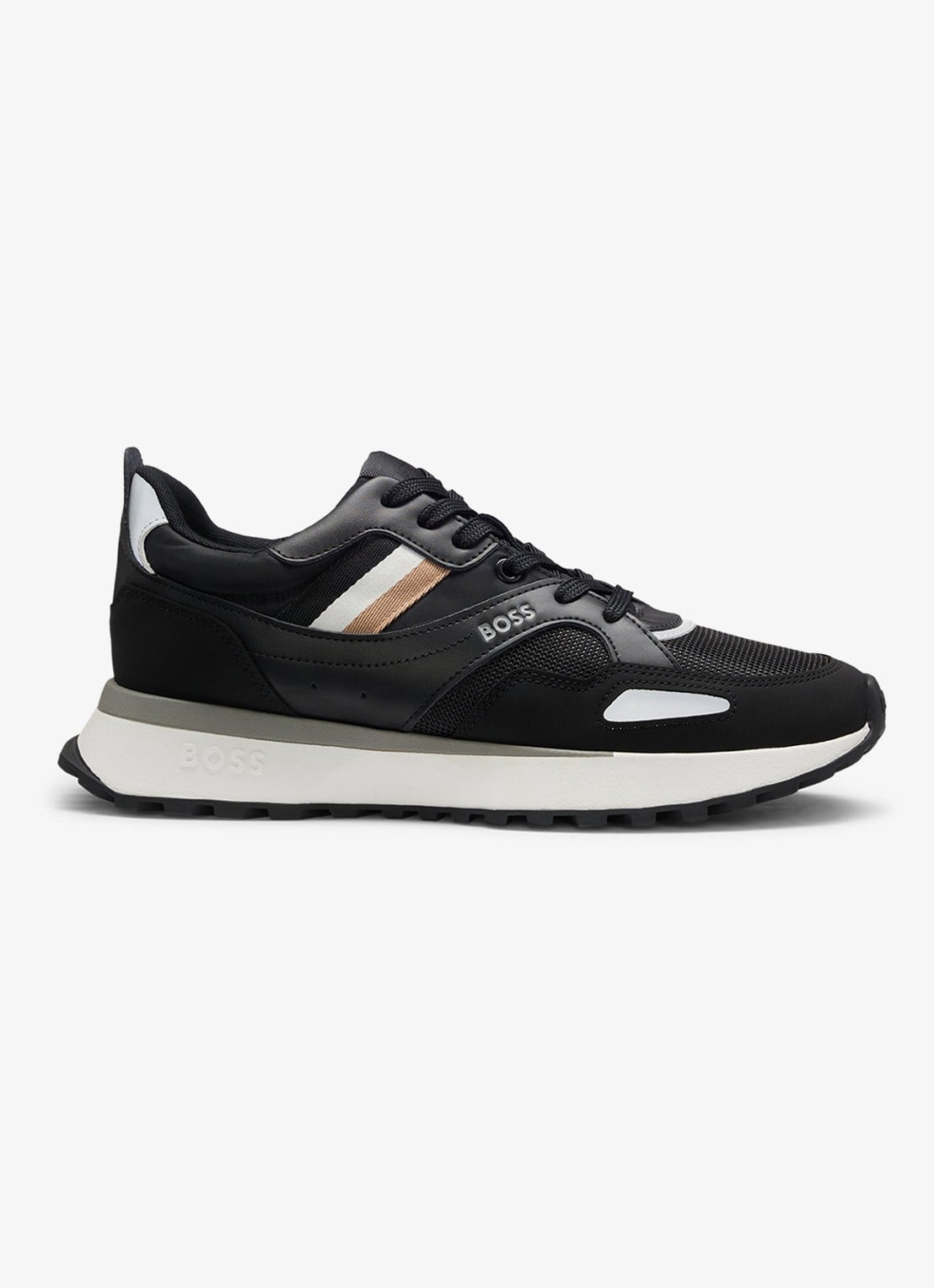 BOSS Jonah sneaker met mesh details - voorkant zwart