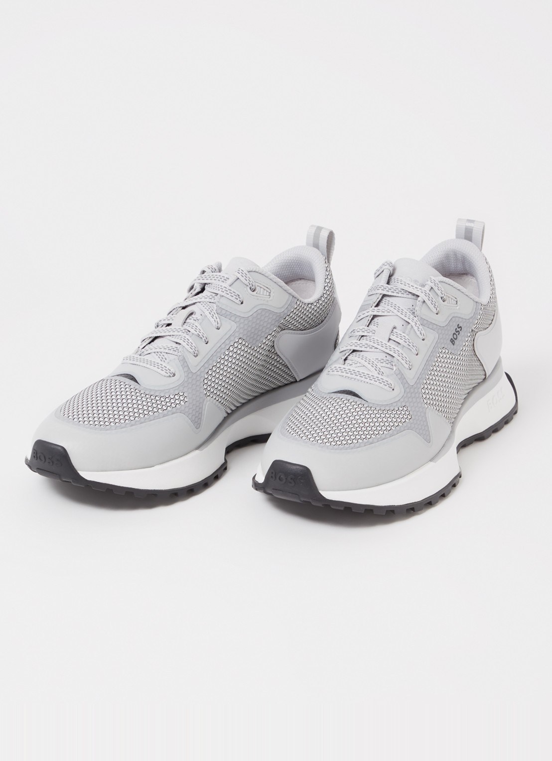 BOSS Jonah sneaker met mesh details - detail 2 lichtgrijs