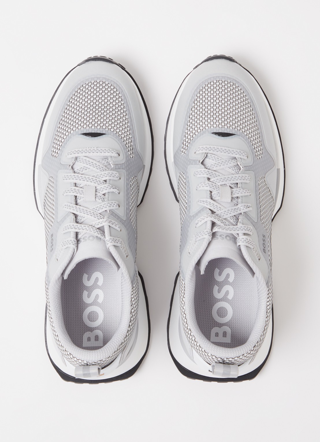 BOSS Jonah sneaker met mesh details - detail 4 lichtgrijs