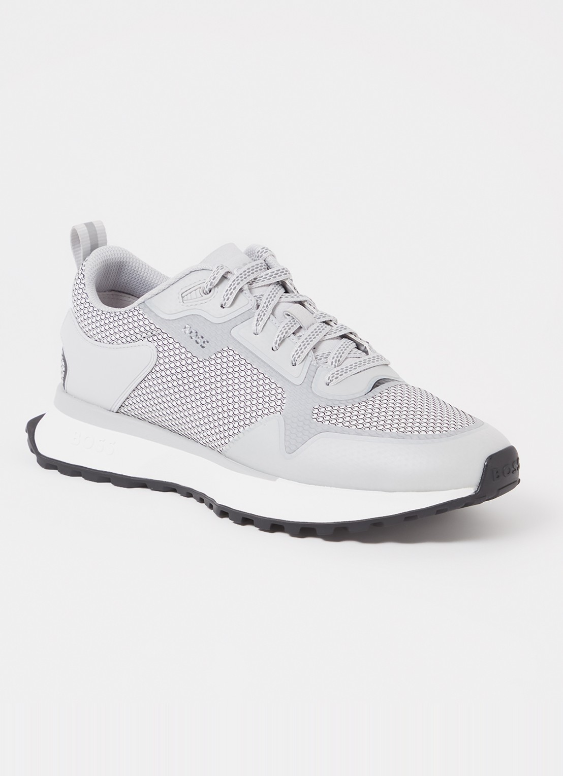 BOSS Jonah sneaker met mesh details - voorkant lichtgrijs