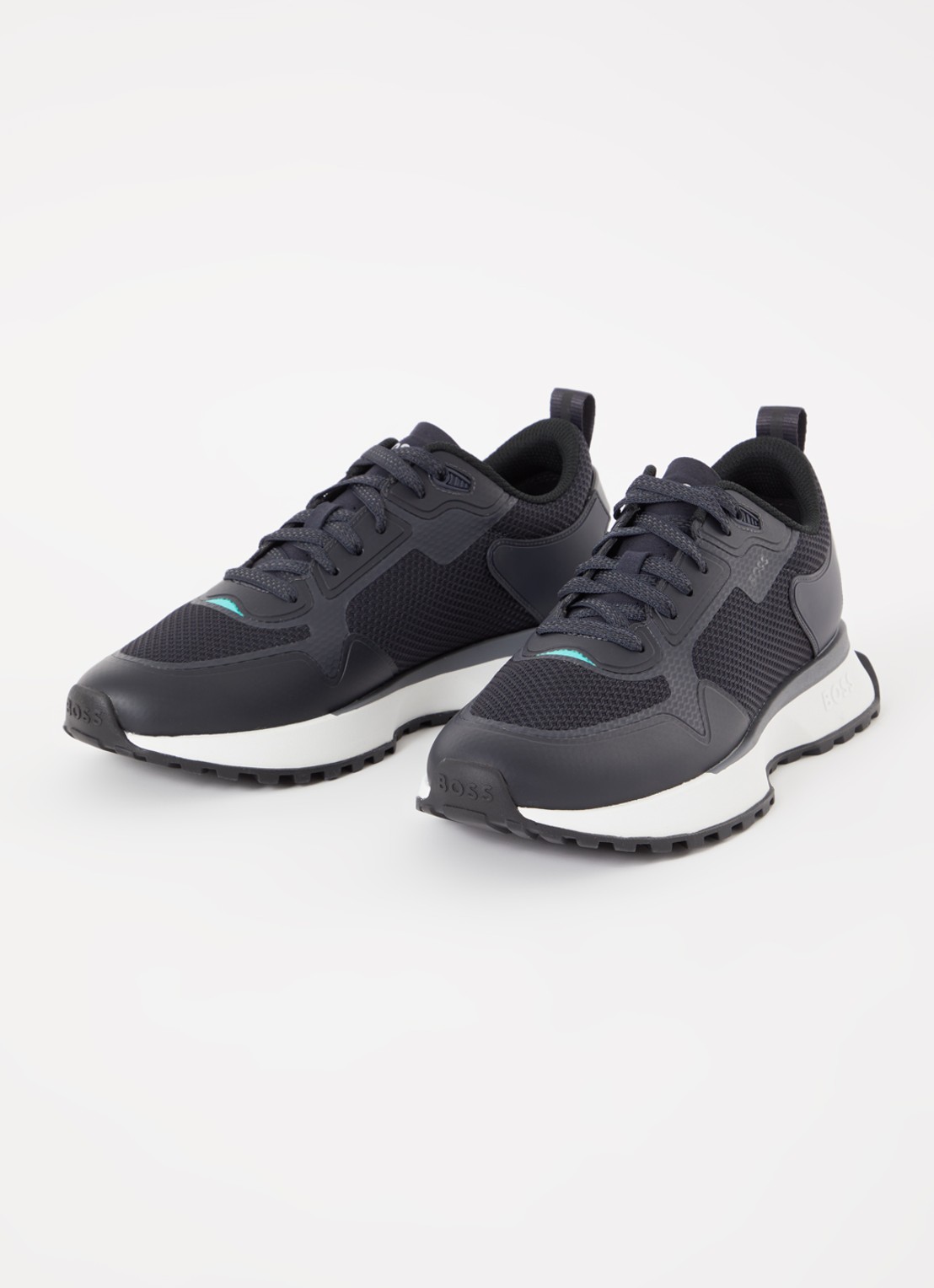 BOSS Jonah sneaker met mesh details - detail donkerblauw