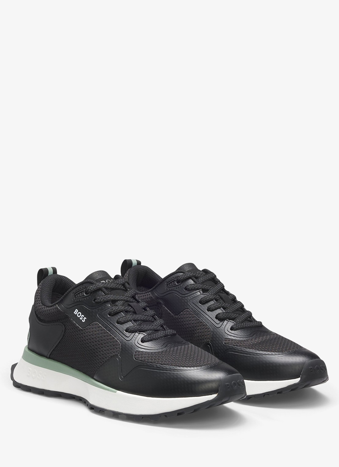 BOSS Jonah sneaker met mesh details - voorkant 4 diepzwart