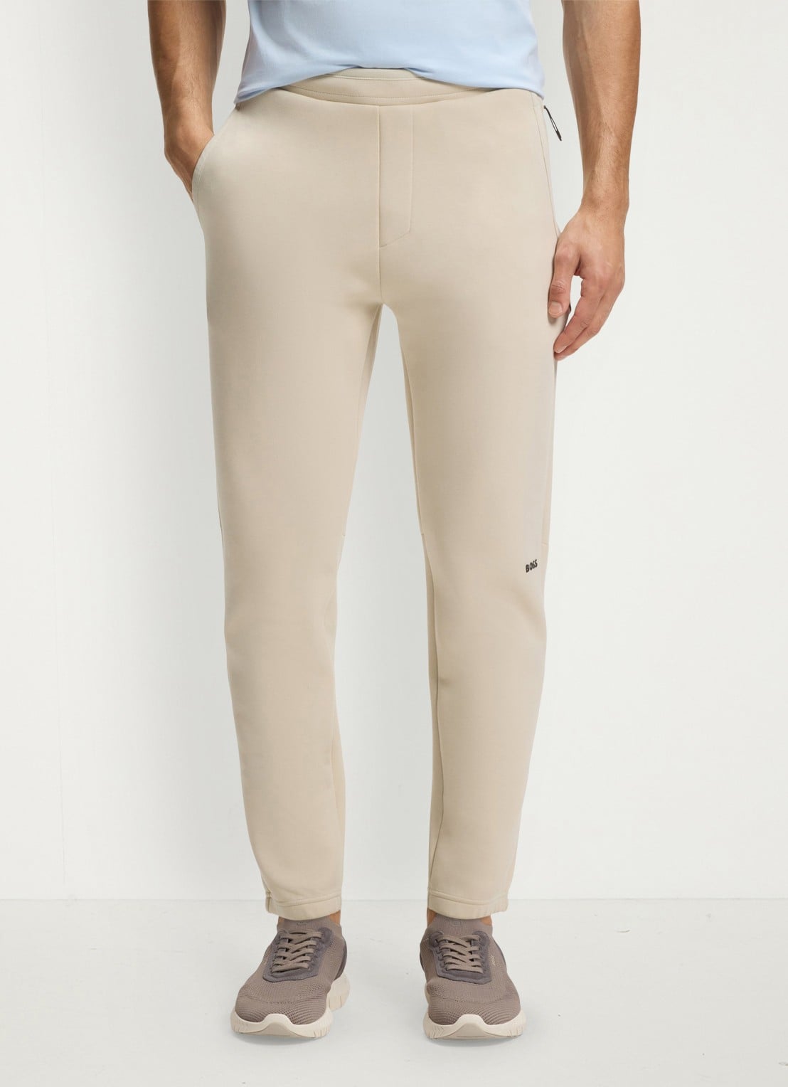 BOSS JT_Globe Long tapered fit joggingbroek in katoenblend - detail 4 light beige-272 / beige