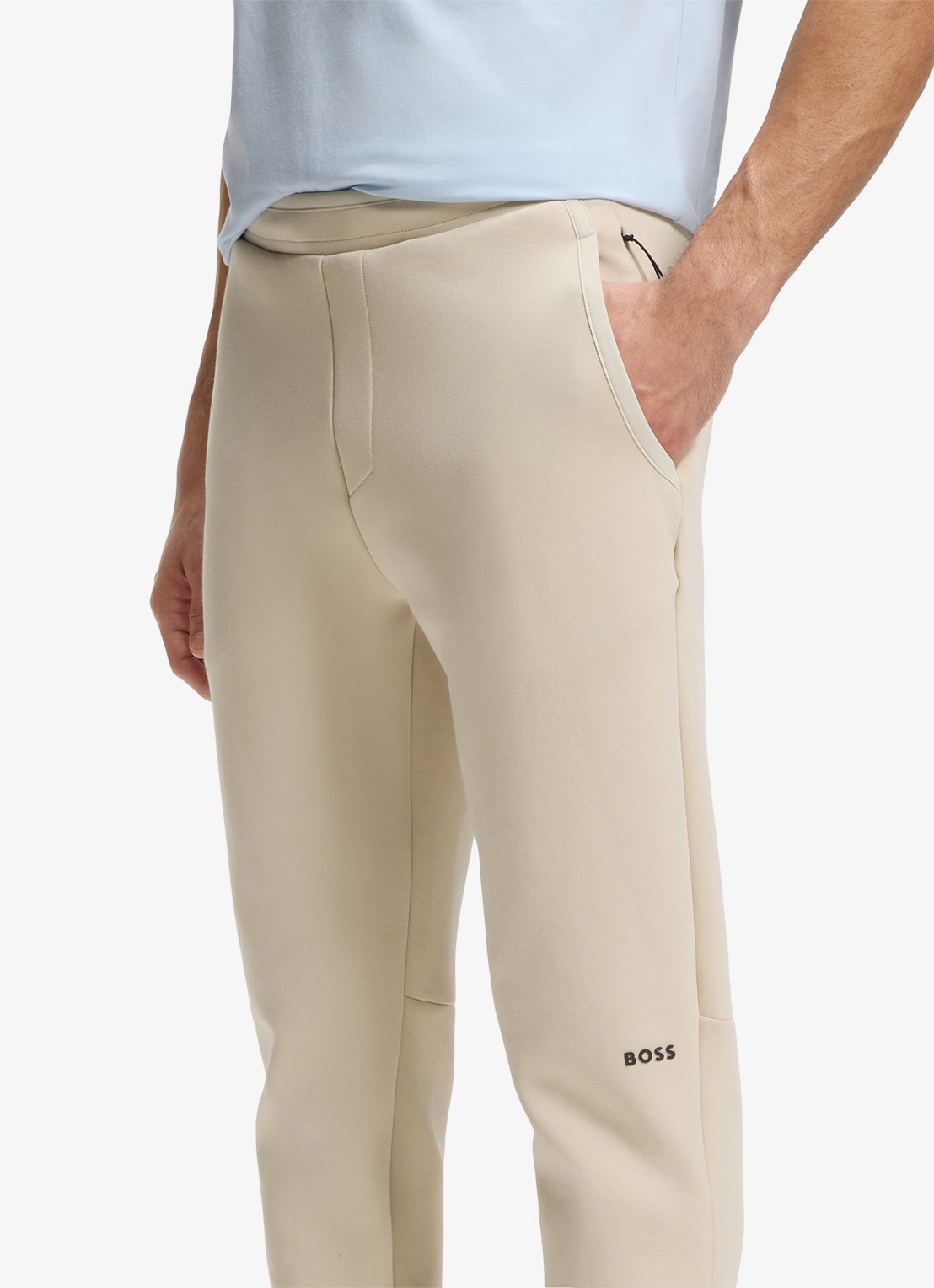 BOSS JT_Globe Long tapered fit joggingbroek in katoenblend - detail 5 light beige-272 / beige