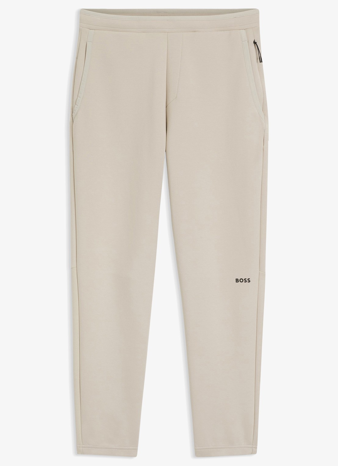 BOSS JT_Globe Long tapered fit joggingbroek in katoenblend - voorkant light beige-272 / beige