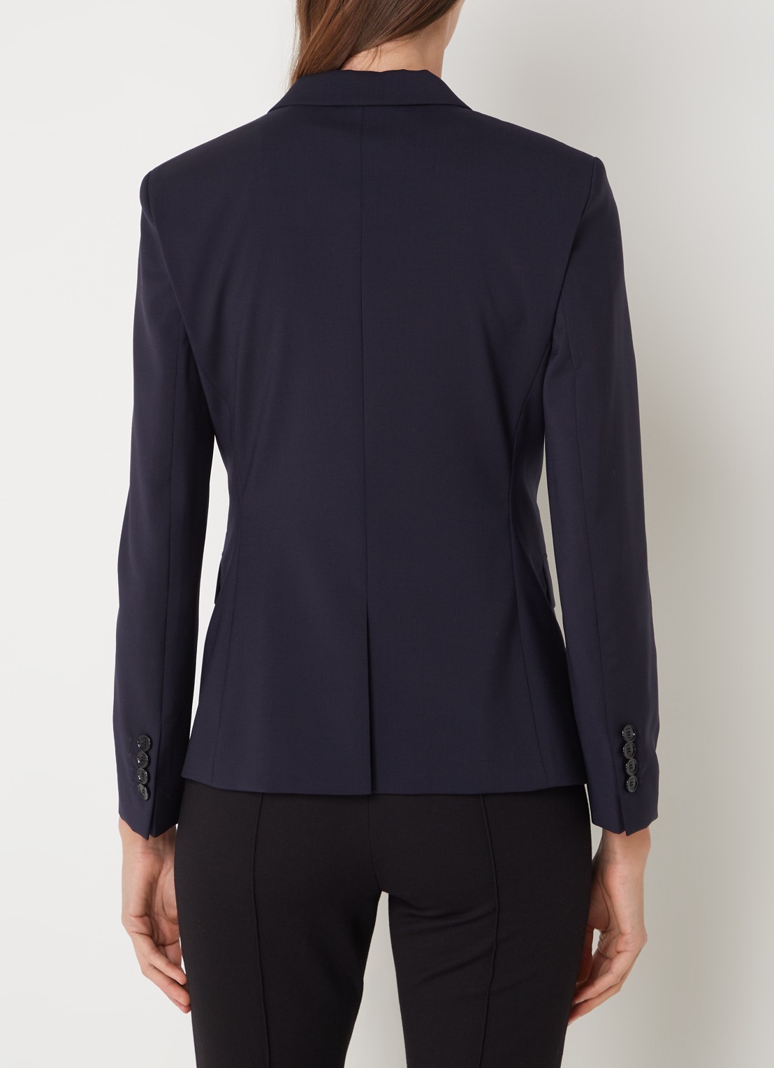 BOSS Juleah blazer van scheerwol met klepzakken - achterkant 2 donkerblauw