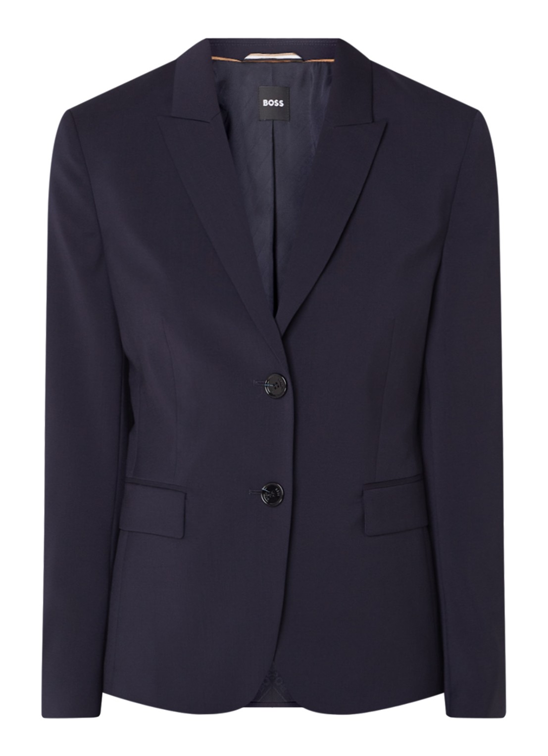 BOSS Juleah blazer van scheerwol met klepzakken - voorkant 3 donkerblauw
