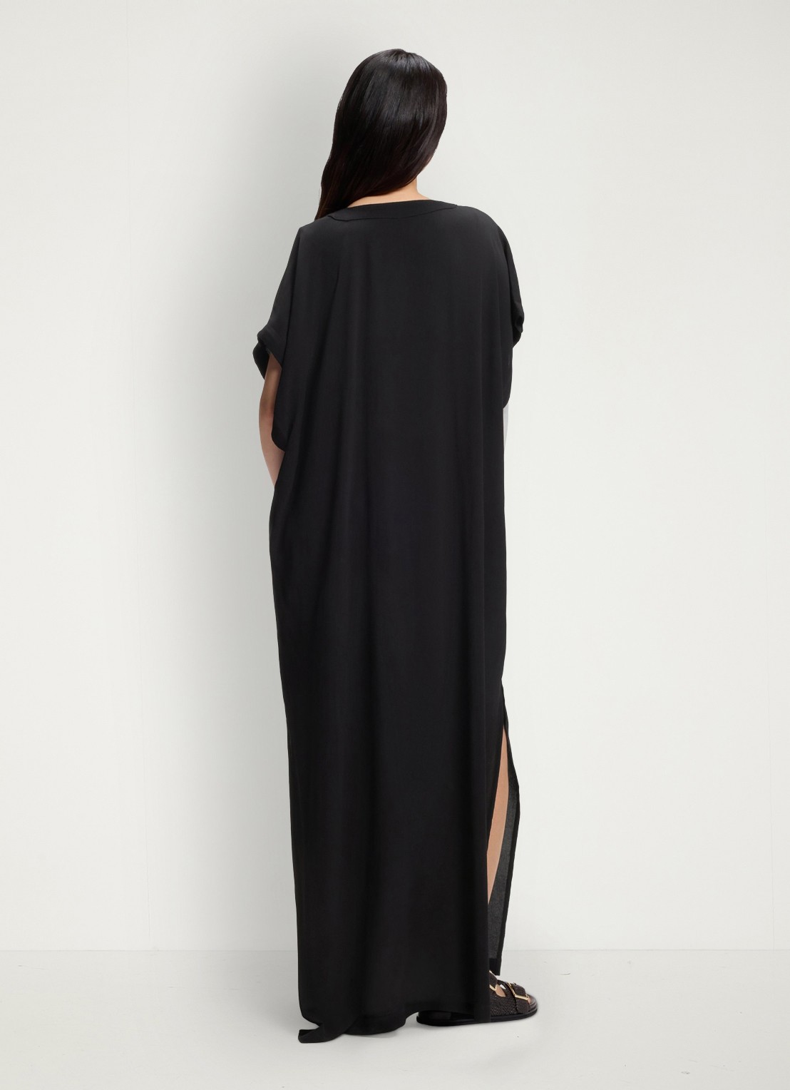 BOSS Kaftan met V-hals - achterkant zwart