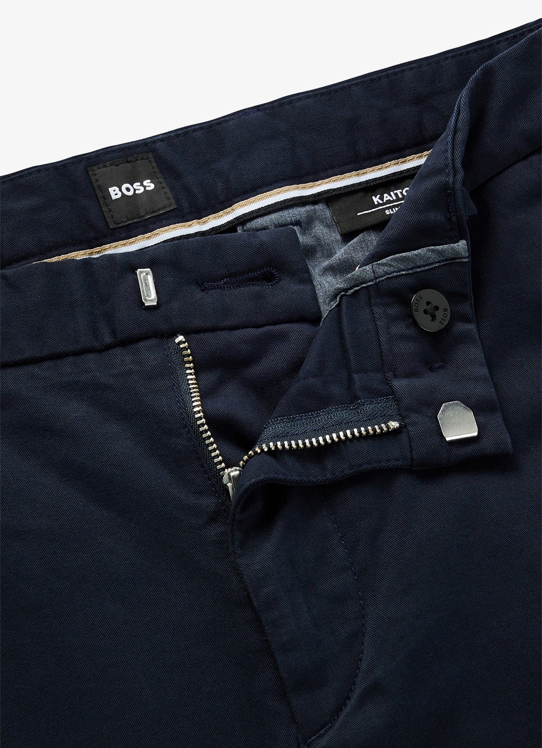BOSS Kaito slim fit chino met steekzakken - detail 3 donkerblauw