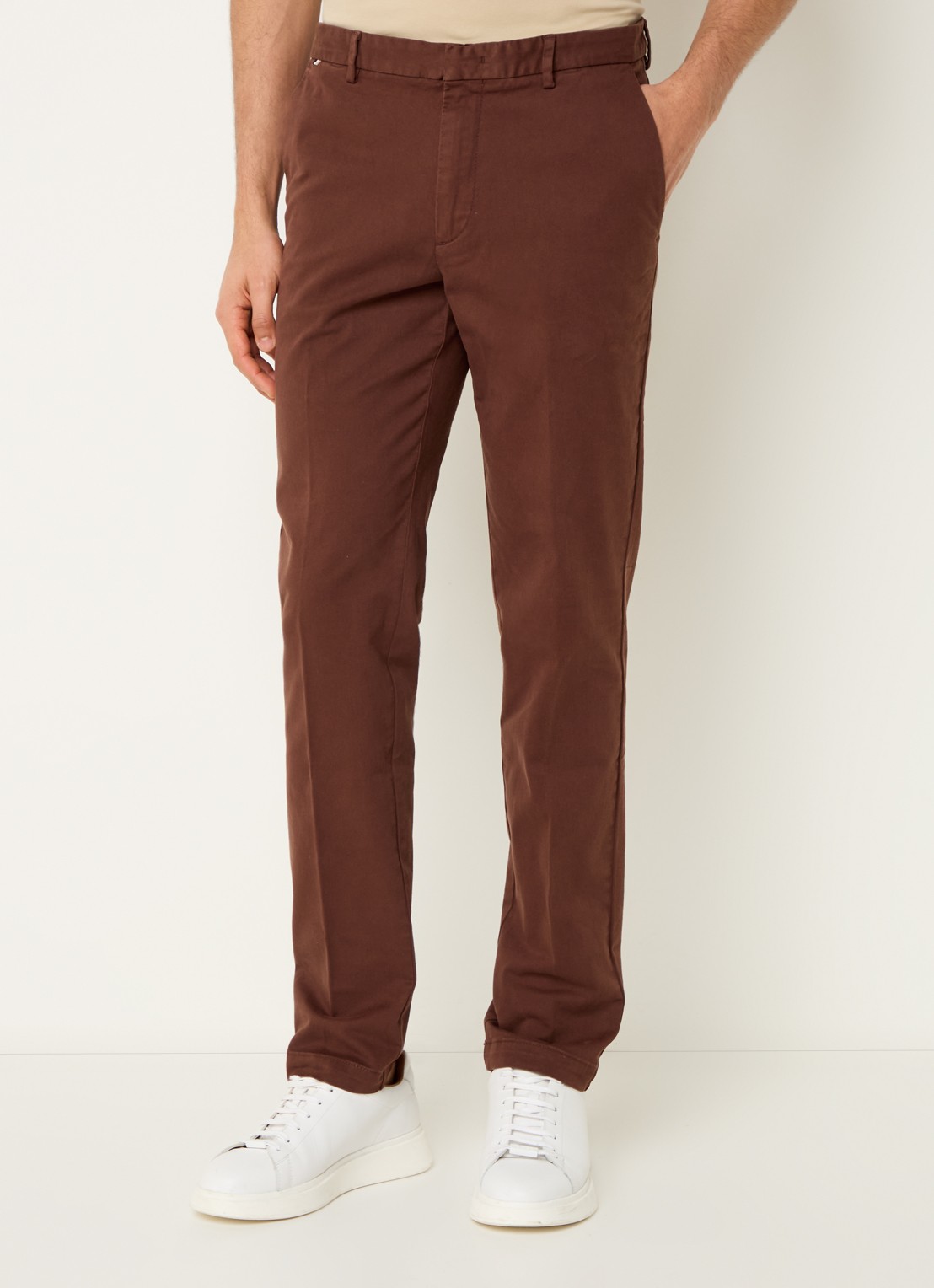 BOSS Kaito slim fit chino met steekzakken - detail bruin