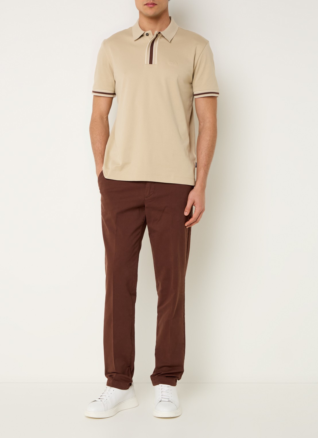 BOSS Kaito slim fit chino met steekzakken - voorkant 4 bruin
