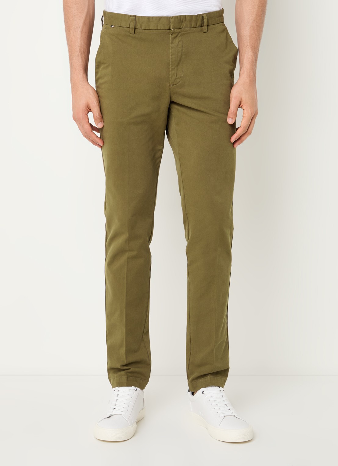 BOSS Kaito slim fit chino met steekzakken - detail bronsgroen