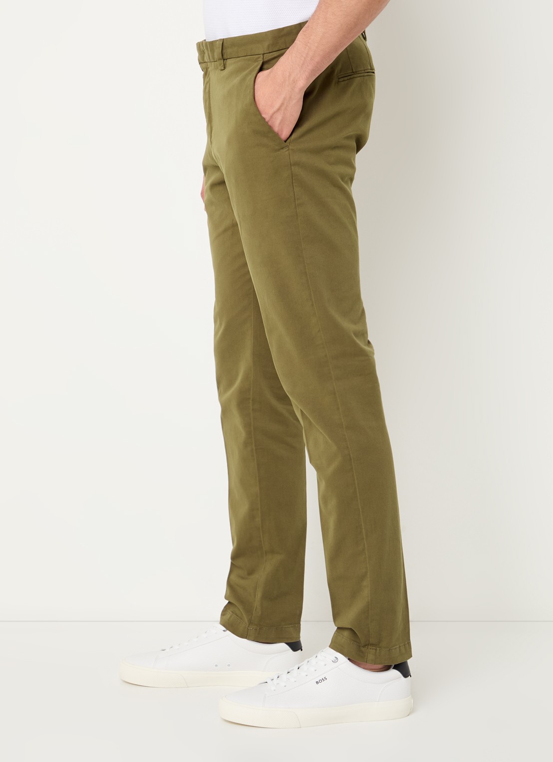 BOSS Kaito slim fit chino met steekzakken - detail 2 bronsgroen