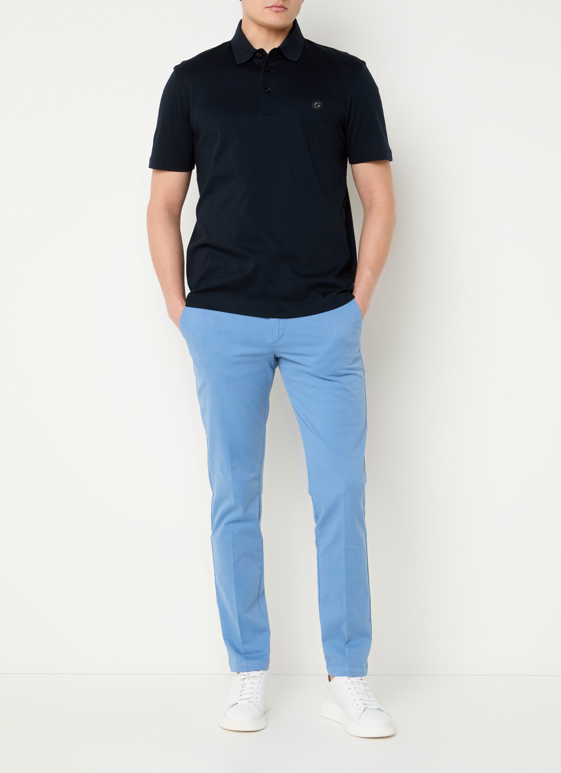 BOSS Kaito slim fit chino met steekzakken - voorkant 3 lichtblauw
