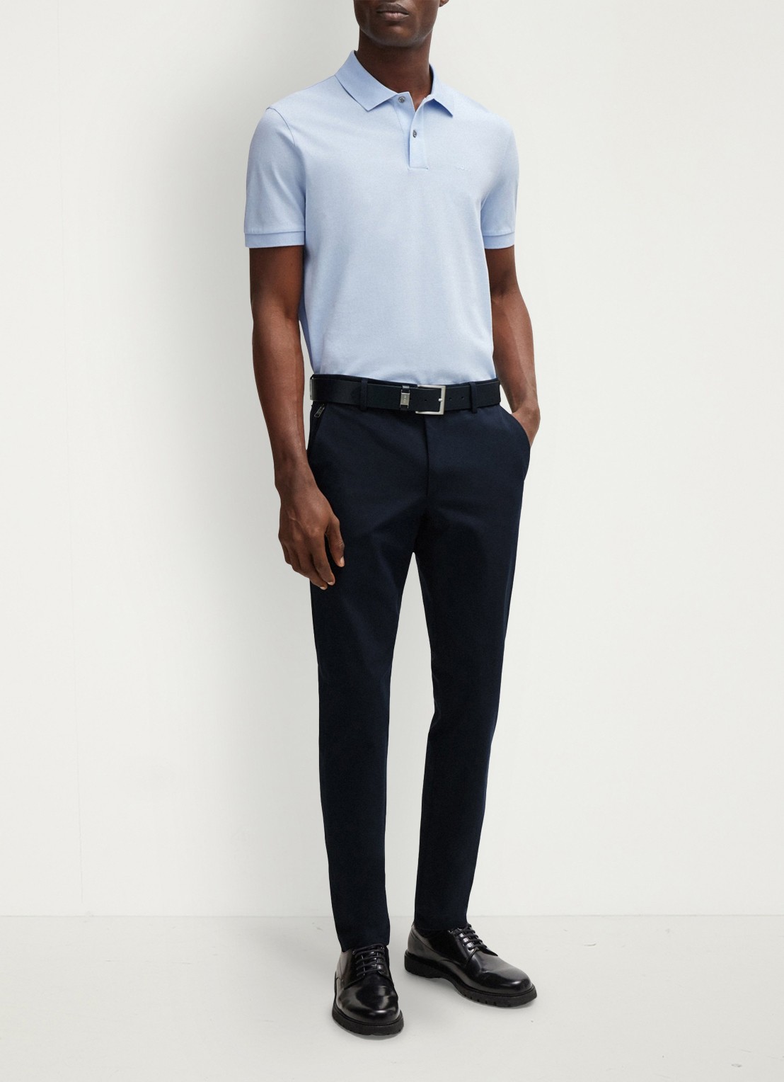 BOSS Kaito slim fit pantalon met stretch - voorkant 2 donkerblauw
