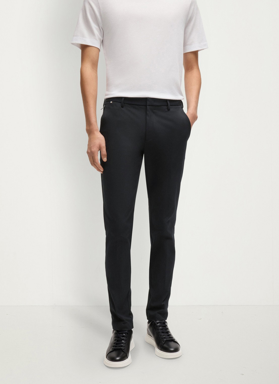BOSS Kaito slim fit pantalon met stretch - detail zwart