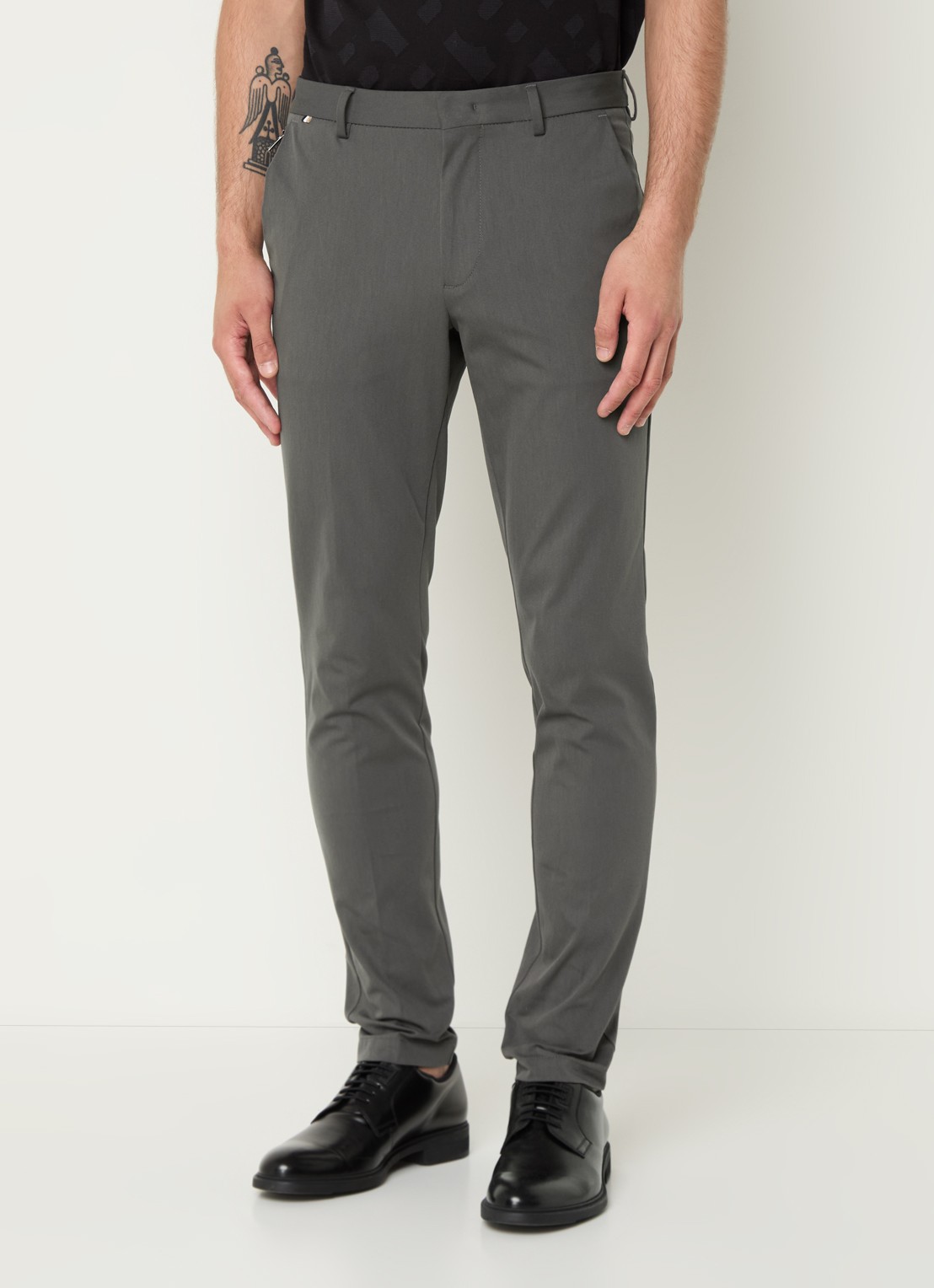 BOSS Kaito slim fit pantalon met stretch - detail grijs