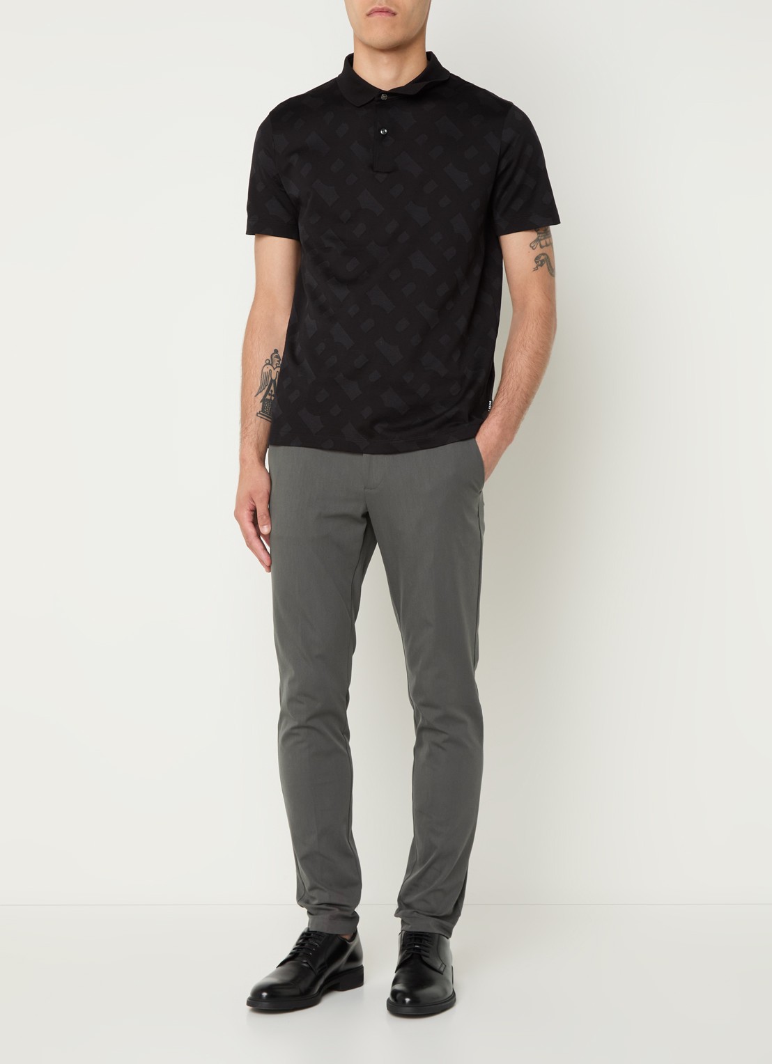 BOSS Kaito slim fit pantalon met stretch - voorkant 4 grijs