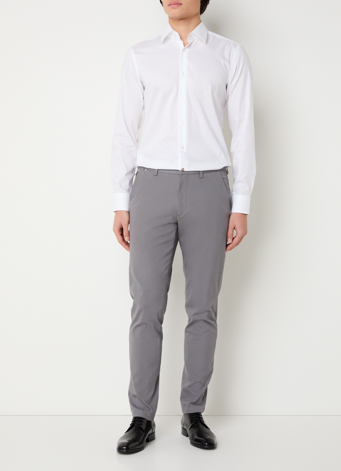 BOSS Kaito slim fit pantalon met stretch - voorkant 2 donkergrijs