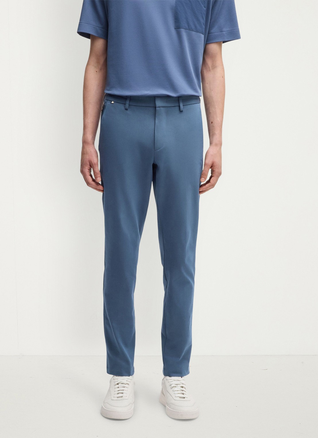 BOSS Kaito slim fit pantalon met stretch - detail staalblauw